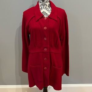 Dark red wool sweater jacket
